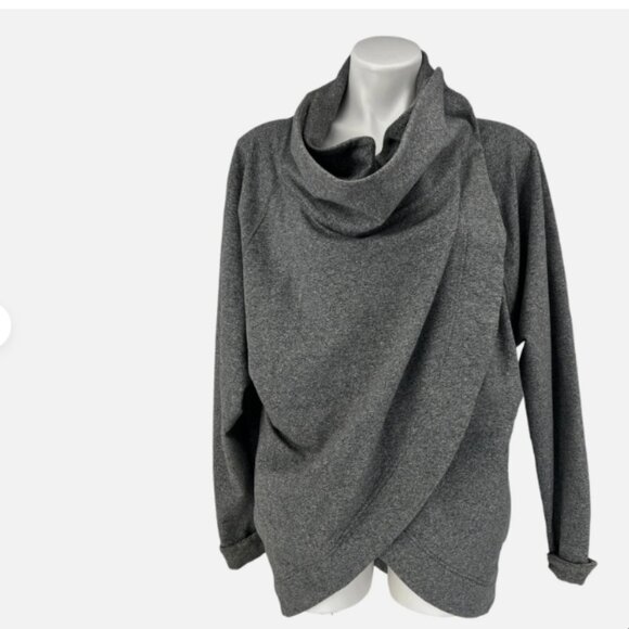 lululemon athletica Sweaters - Lululemon That's A Wrap Gray Cowl Neck Long Sleeve Cardigan Sweater Cozy size 12